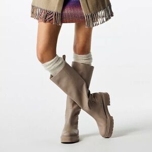 Sam Edelman Larina Waterproof Boot Tall Riding Sesame Tan Leather Size 6.5